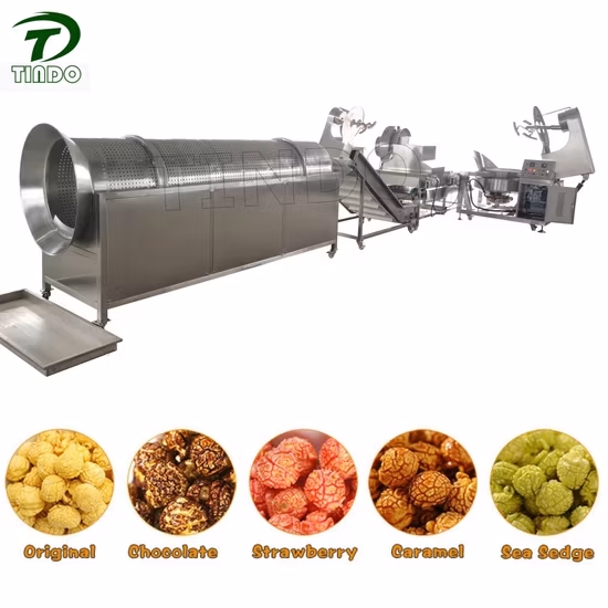 Industrial Popcorn Machine Commercial Gas Heated Mushroom Factory Automatic Popcorn Making Machine